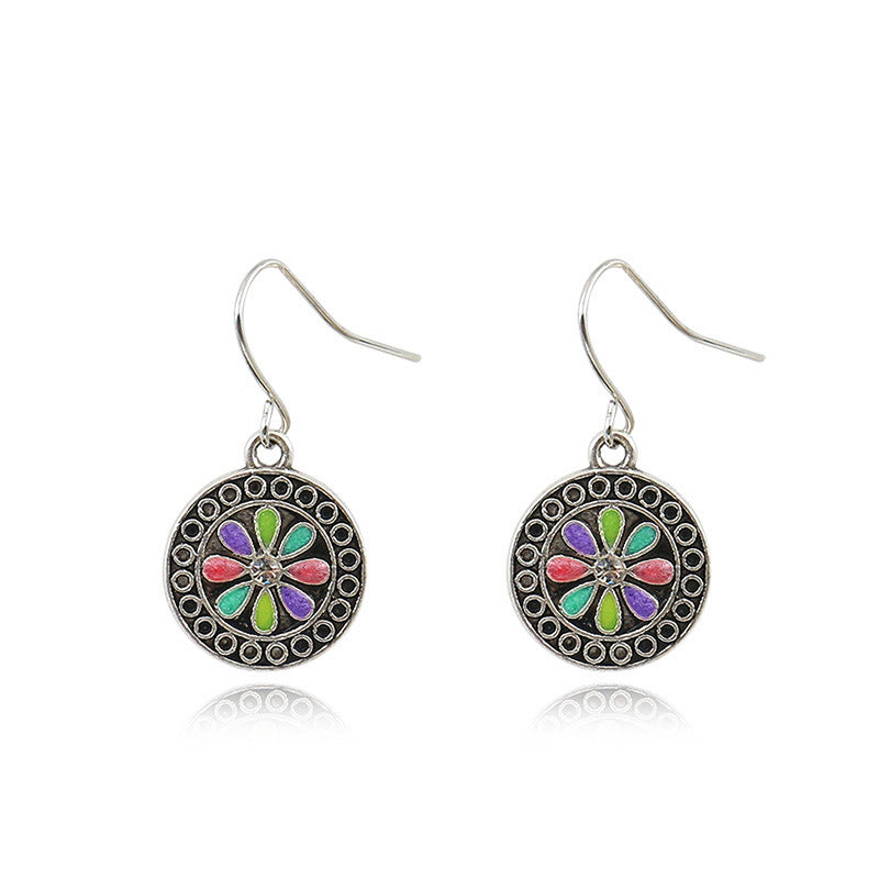 Wholesale Bohemian Drip Oil Alloy Earrings